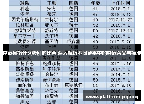 夺冠是指什么级别的比赛 深入解析不同赛事中的夺冠含义与标准