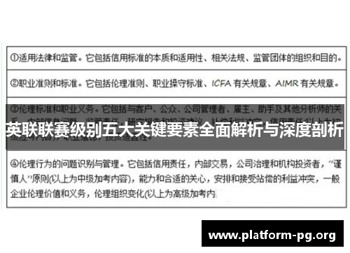 英联联赛级别五大关键要素全面解析与深度剖析